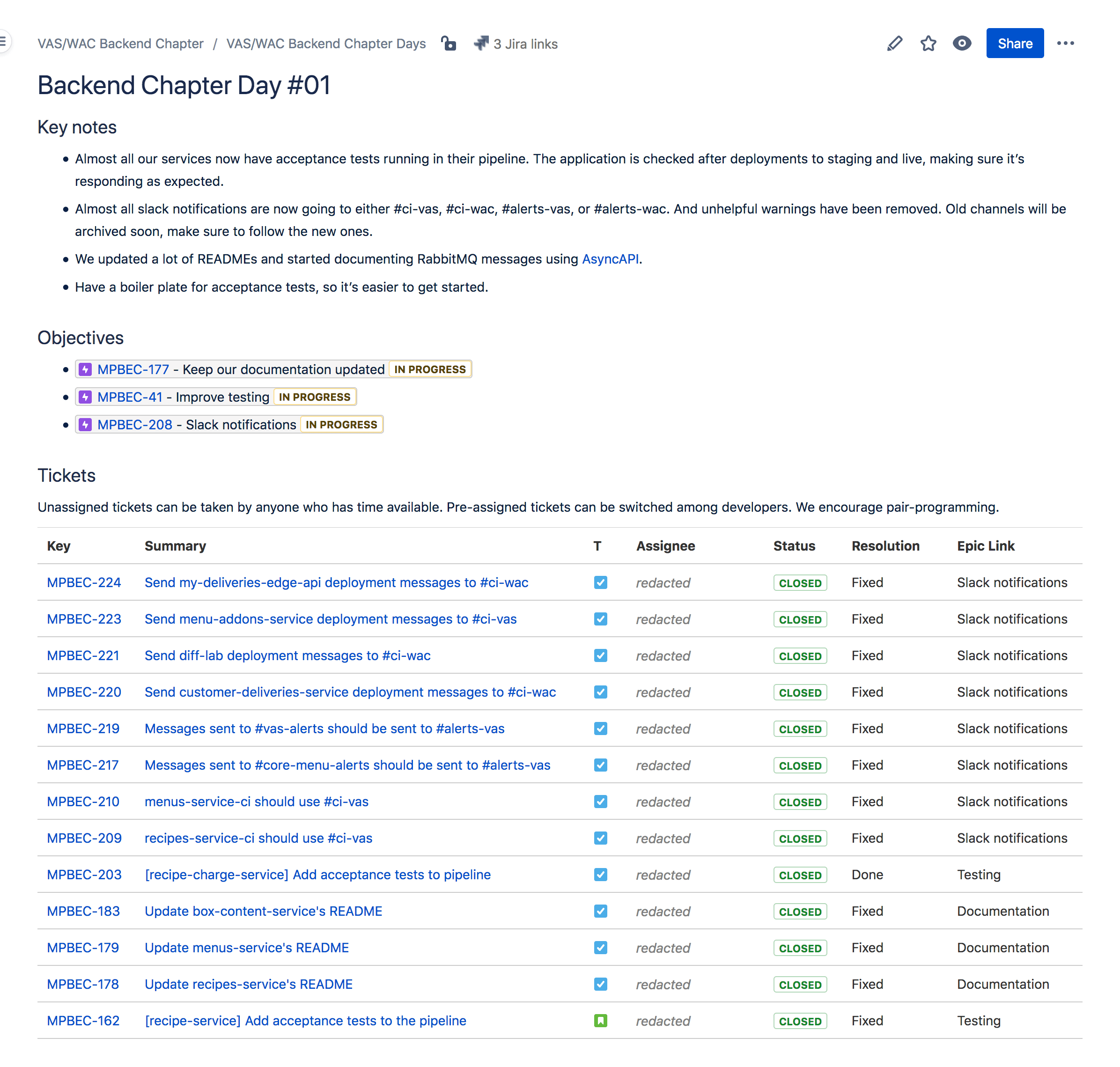 The page of our first chapter day